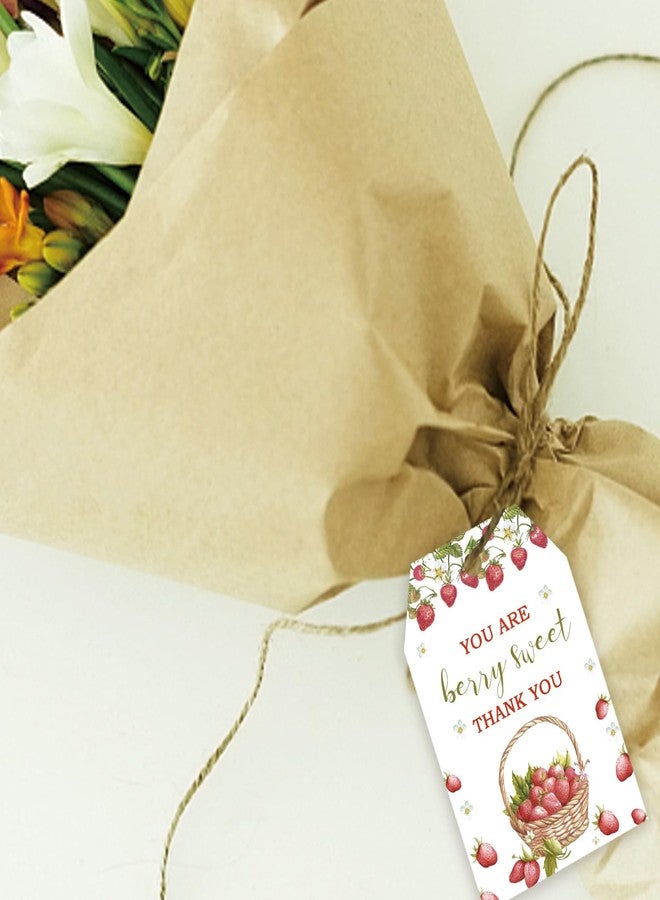 FORSHEEP 50pcs Strawberry Thank You Tags, Berry Sweet Gift Tag with String for Fruit Themed Party, Thank You Paper Tags for Girl Birthday/Sweet One Party Favors - Image 5